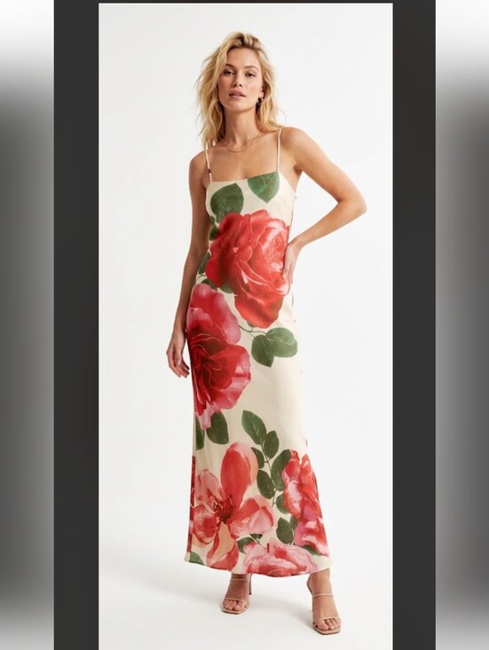 Sincerly Jules Dresses & Skirts - Sincerely Jules Cream Maxi Dress with Red & Green Floral Print Sz XS .Never Used